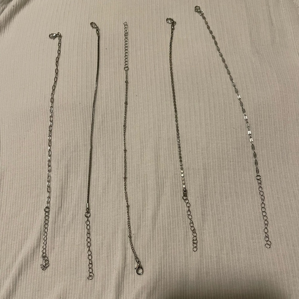 Elegant Silver Chain anklets Set
